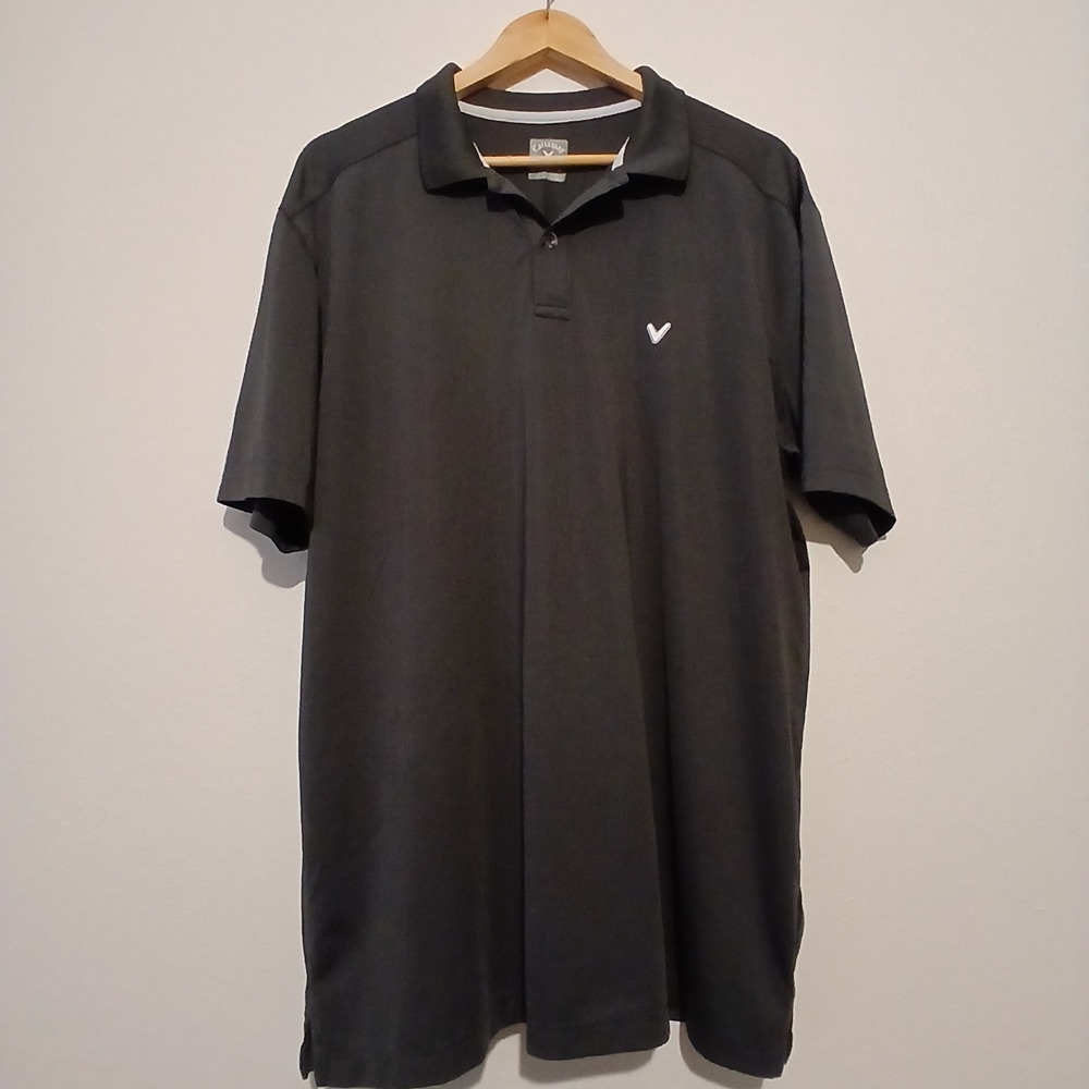 Callaway Mens Opti-Dri Golf Polo Shirt Charcoal Grey Short‎ Sleeve Size Large